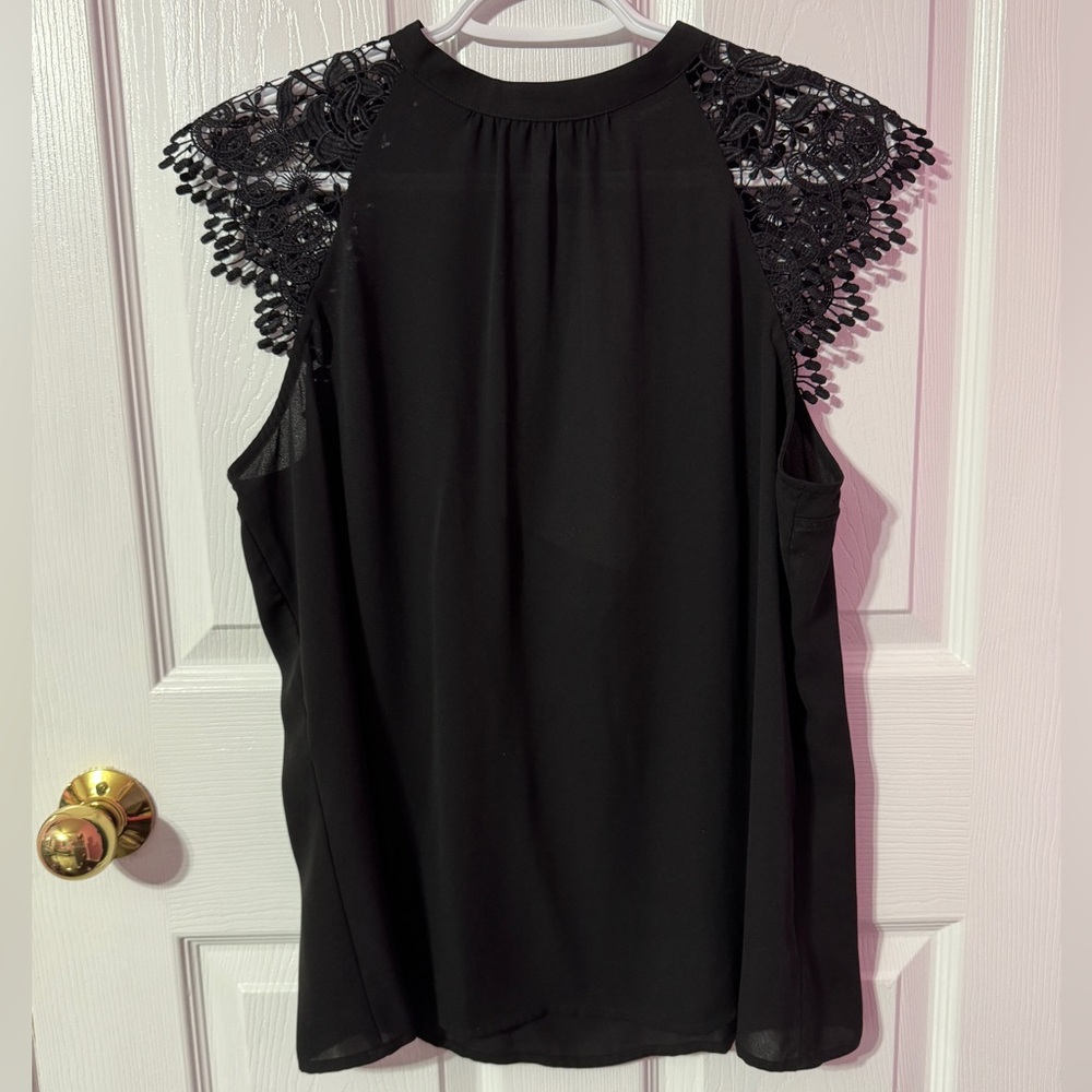 Express Black Lace Detail Blouse